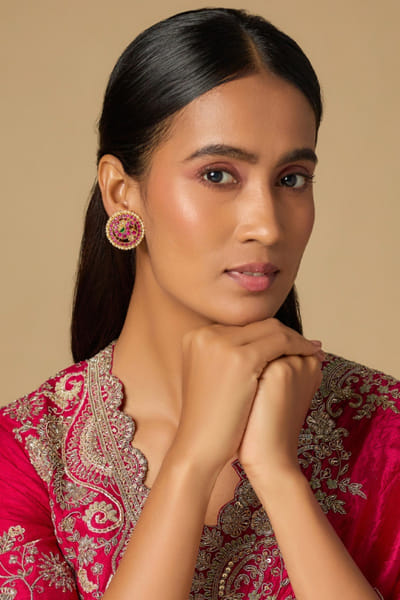 Karisa Red kundan-embellished stud earrings KARIAPR26D143370
