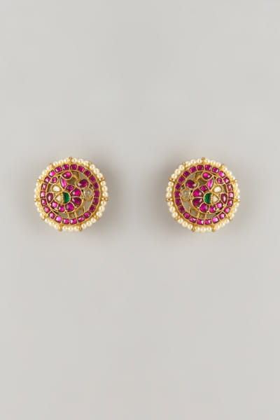 Karisa Red kundan-embellished stud earrings KARIAPR26D143370