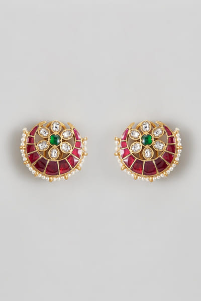 Karisa Red kundan embellished stud earrings KARIAPR26D143366