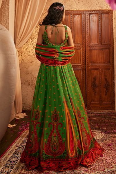 The Royaleum Atelier Green paisley and floral printed anarkali set THEAPR25D123091