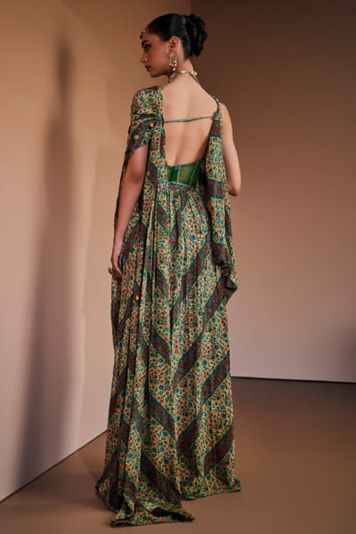 The Royaleum Atelier Multicolour printed draped gown THERJUN26D148261
