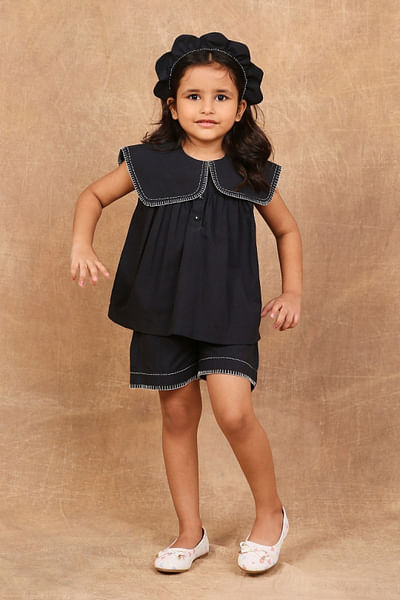 Charcoal black embroidered co-ord set