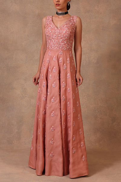 Dusty pink embroidered gown