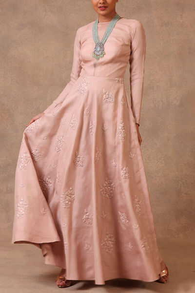 Nude pink embroidered gown