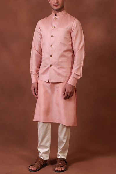 Pink cotton silk kurta set