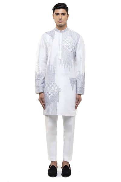 White embroidered kurta set