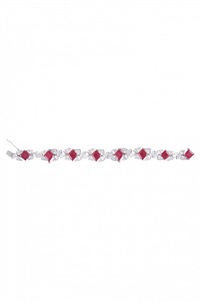 Silver and ruby bracelet