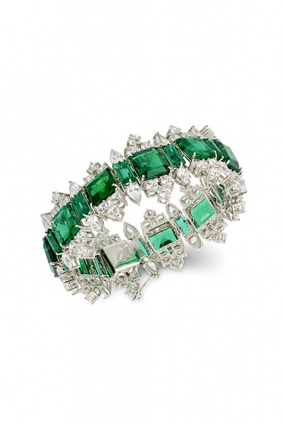 Emerald green and zirconia bracelet
