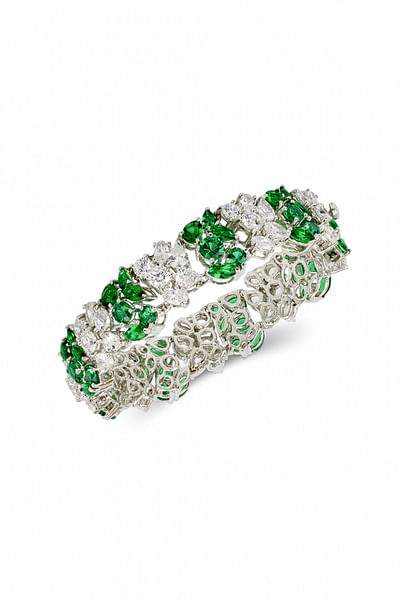 Emerald green and zirconia bracelet