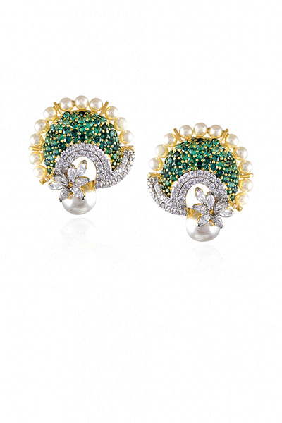 Green emerald peacock earrings