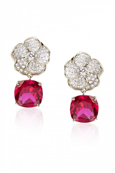 Pink diamante earrings