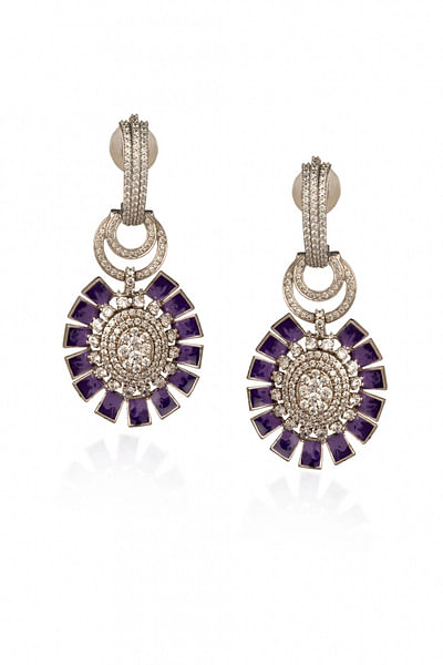 Purple floral enamel earrings