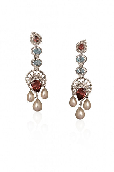 Enamel and pearl earrings