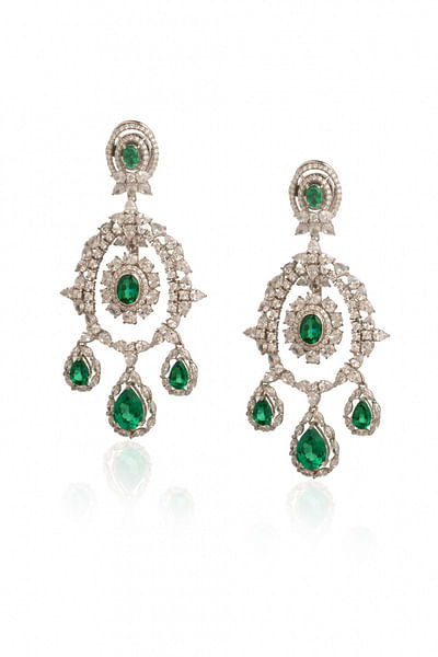 Green emerald zirconia earrings