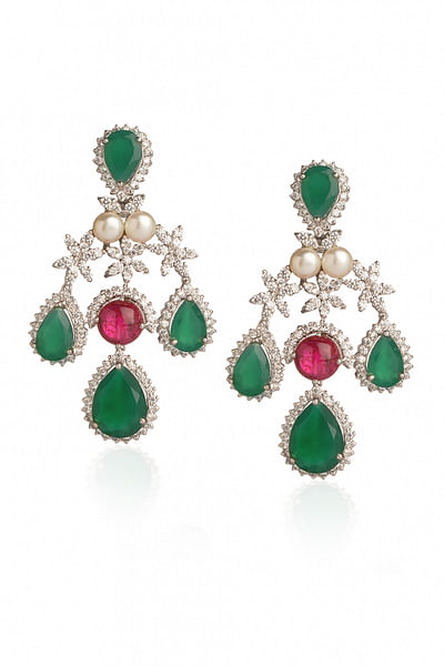 Red and green cocktail earrings