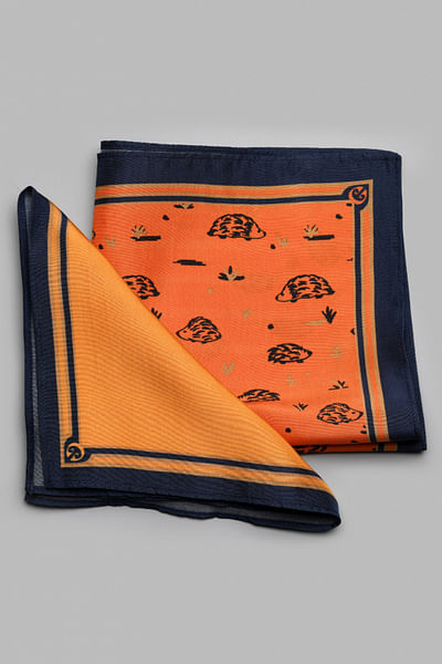 Solid orange & printed pocket square set