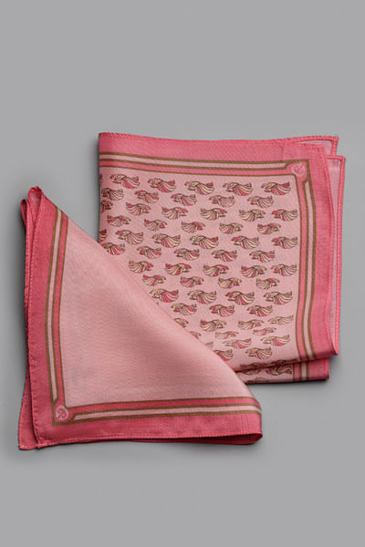 Solid pink and printed pocket square set