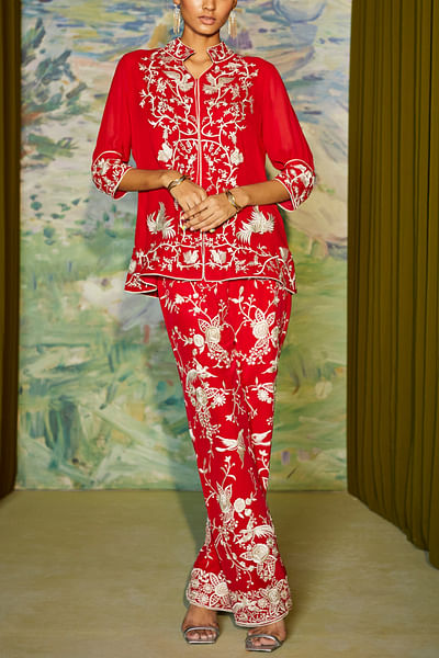 Red embroidered jacket