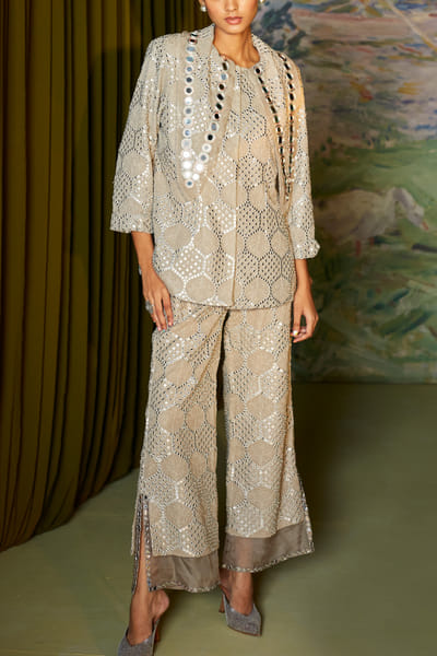 Mirror embellished jacket