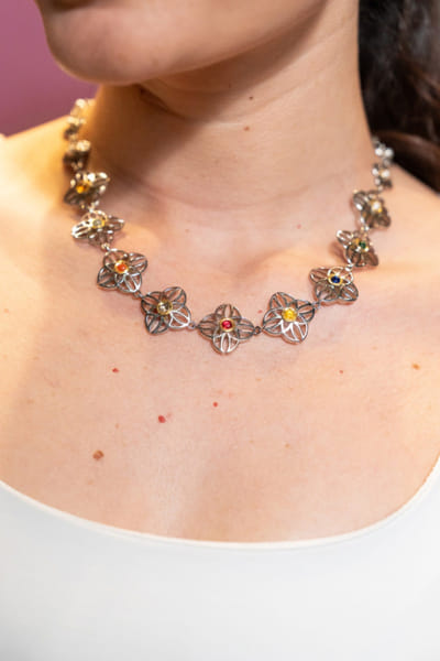 Uncut by Aditi Amin Multicolour geometric embellished necklace UNCUJUN26D146768