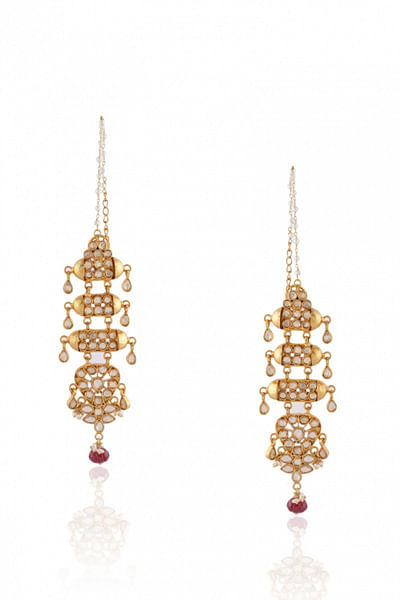 Gold plated silver kundan earrings