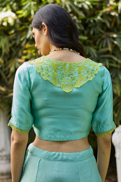Surmaye Blue embroidered blouse SURMJUN26D147525
