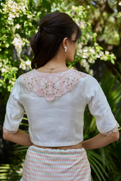 Surmaye Ivory applique blouse SURMJUN26D146200