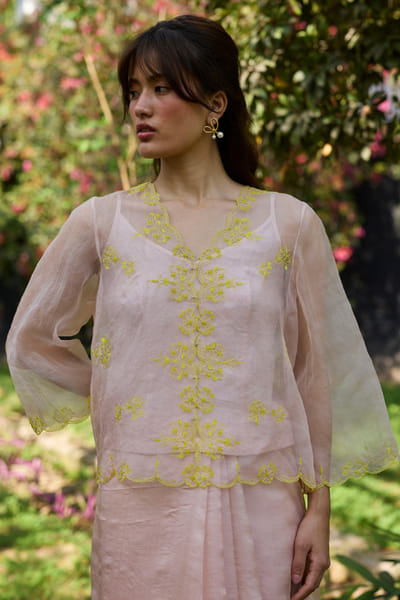 Surmaye Pink embroidered blouse SURMJUN26D146201