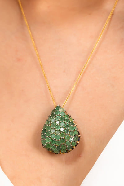 Emerald and sapphire embellished pendant