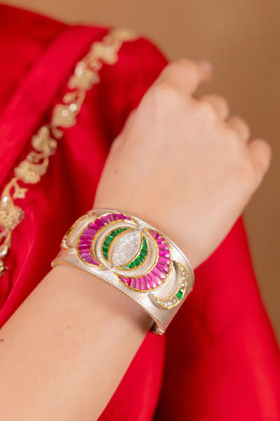 Multicolour gemstone embellished cuff