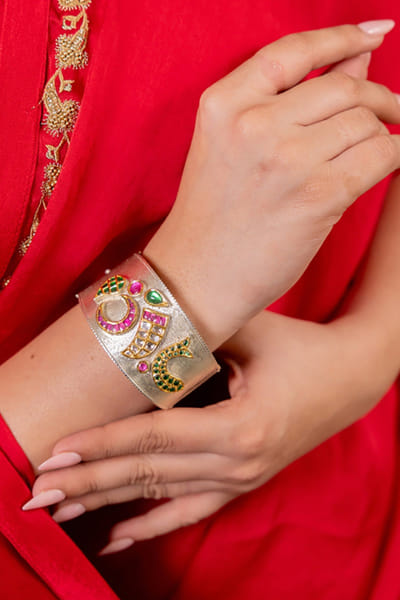 Multicolor gemstone embellished cuff
