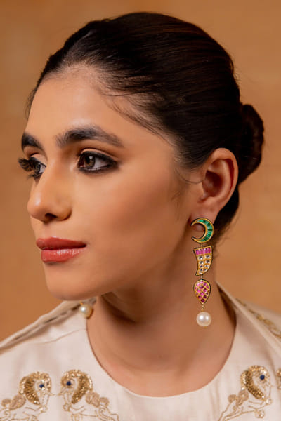 Multicolour enamel and gemstone earrings