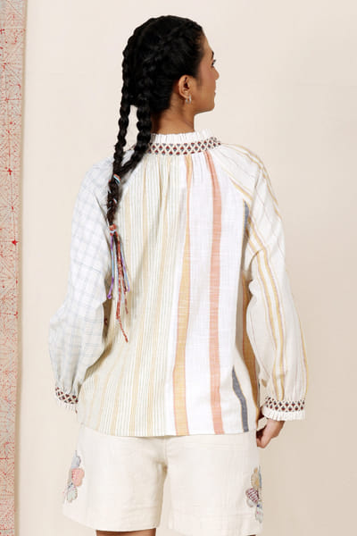 Meld studio Cream ajrakh print shirt MELDAUG26D252732