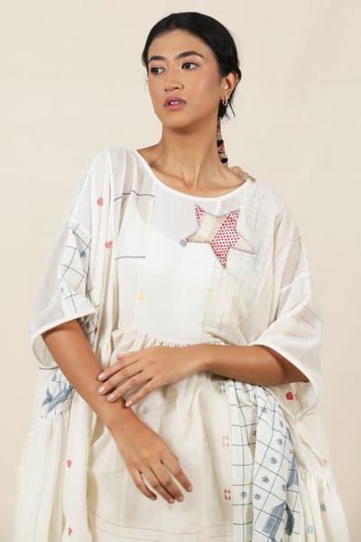 Meld studio Cream kantha patchwork top MELDAUG26D252733