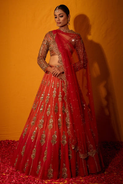 Geethika Kanumilli Pink mirror embroidered lehenga set GEETJUN26D248316