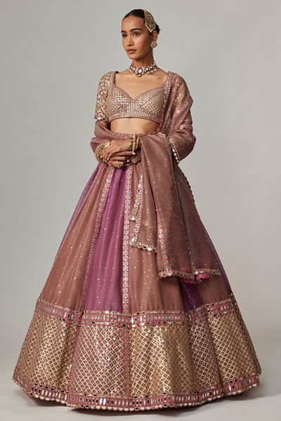 Mud mauve gota and sequin lehenga set