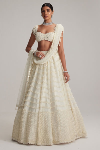 Off-white embroidered lehenga set