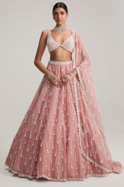 Dusty rose embroidered lehenga set