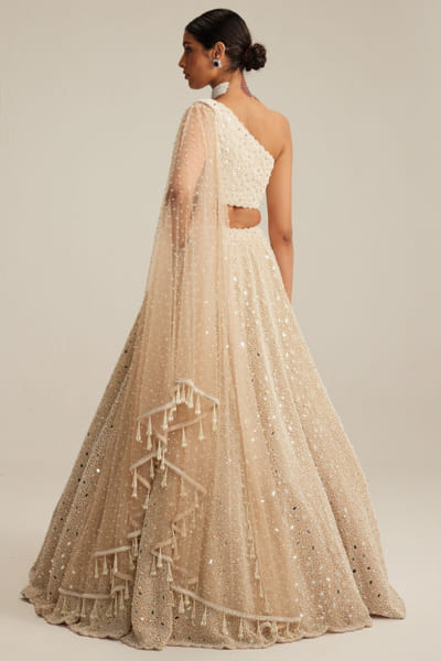 Vvani by Vani Vats Light beige pearl embroidery lehenga set VVASEP25D133044