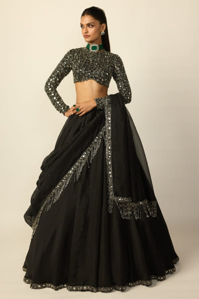 Vvani by Vani Vats Black embroidered lehenga set VVAFEB26D138512