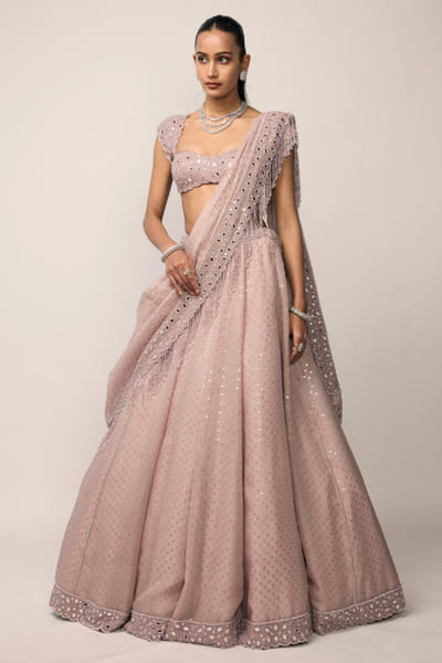 Vvani by Vani Vats Ash pink sequin embellished lehenga set VVANJUN26D147928