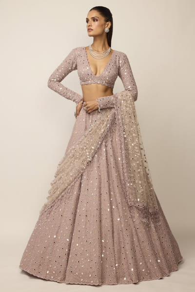 Vvani by Vani Vats Ash pink embellished lehenga set VVANJUN26D147929