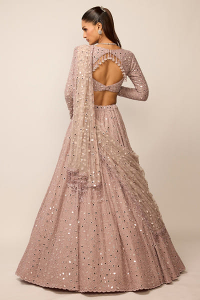 Vvani by Vani Vats Ash pink embellished lehenga set VVANJUN26D147929