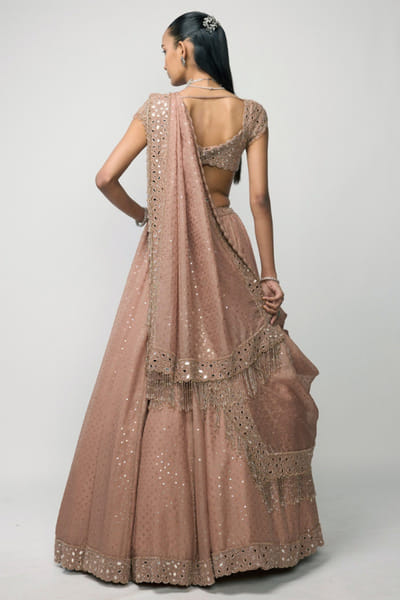 Vvani by Vani Vats Bronze rosé sequin embellished lehenga set VVANJUN26D147932