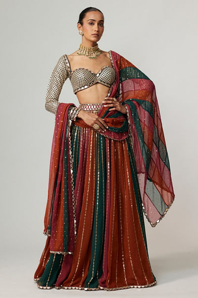 Multicolour sequin embroidered sharara set