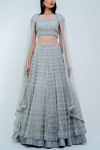Silver embellished lehenga set