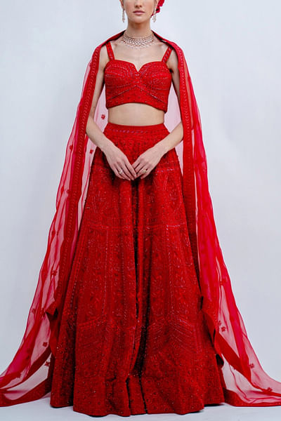 Crimson red lehenga set