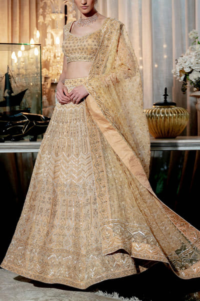 Varun Chakkilam Sand gold embellished lehenga set VACAGARD19