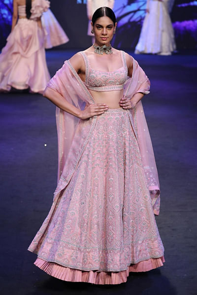 Pink embroidered lehenga set