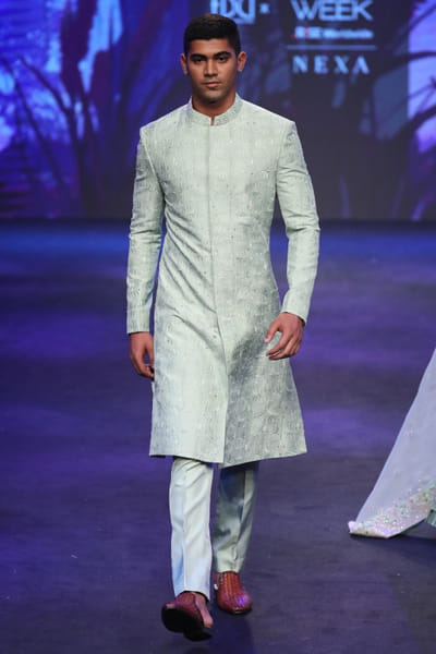 Varun Chakkilam Pistacio green sherwani set VACFDCILFW2207
